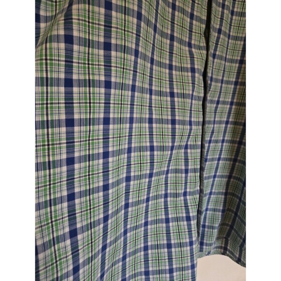 Mens Dress Shirt Chaps 2XT 2X Button Down Light Green Spring Plaid Short Sleeve - Picture 9 of 15